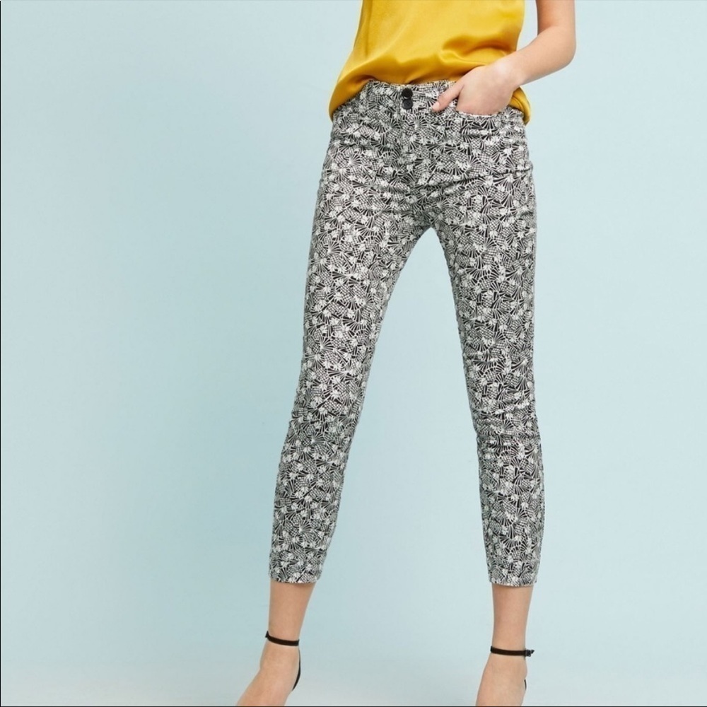 By Anthropologie Pineapple Print Crop Pant Black‎ 2